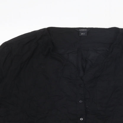 Womens UK Size M Lindex Black Basic Blouse