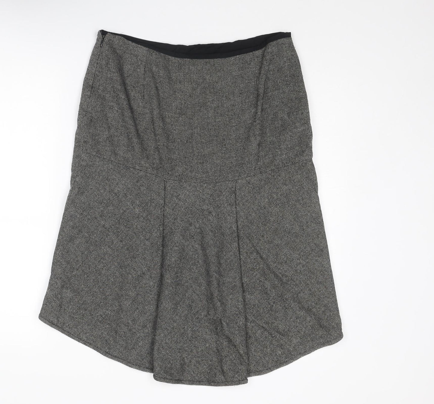 agnès b. Womens Black Geometric Wool A-Line Skirt Size 14 Zip