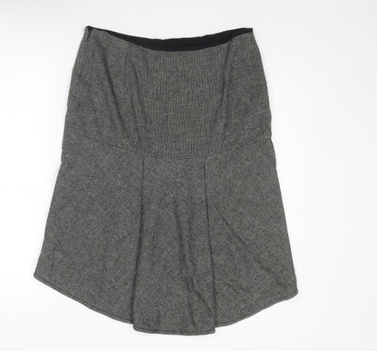 agnès b. Womens Black Geometric Wool A-Line Skirt Size 14 Zip