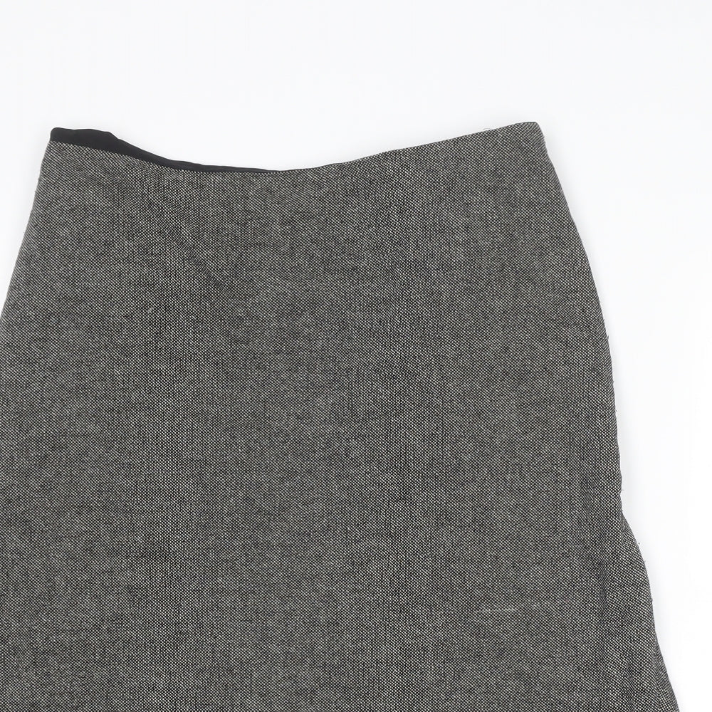 agnès b. Womens Black Geometric Wool A-Line Skirt Size 14 Zip