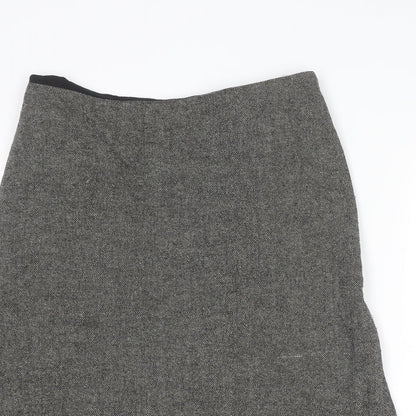 agnès b. Womens Black Geometric Wool A-Line Skirt Size 14 Zip