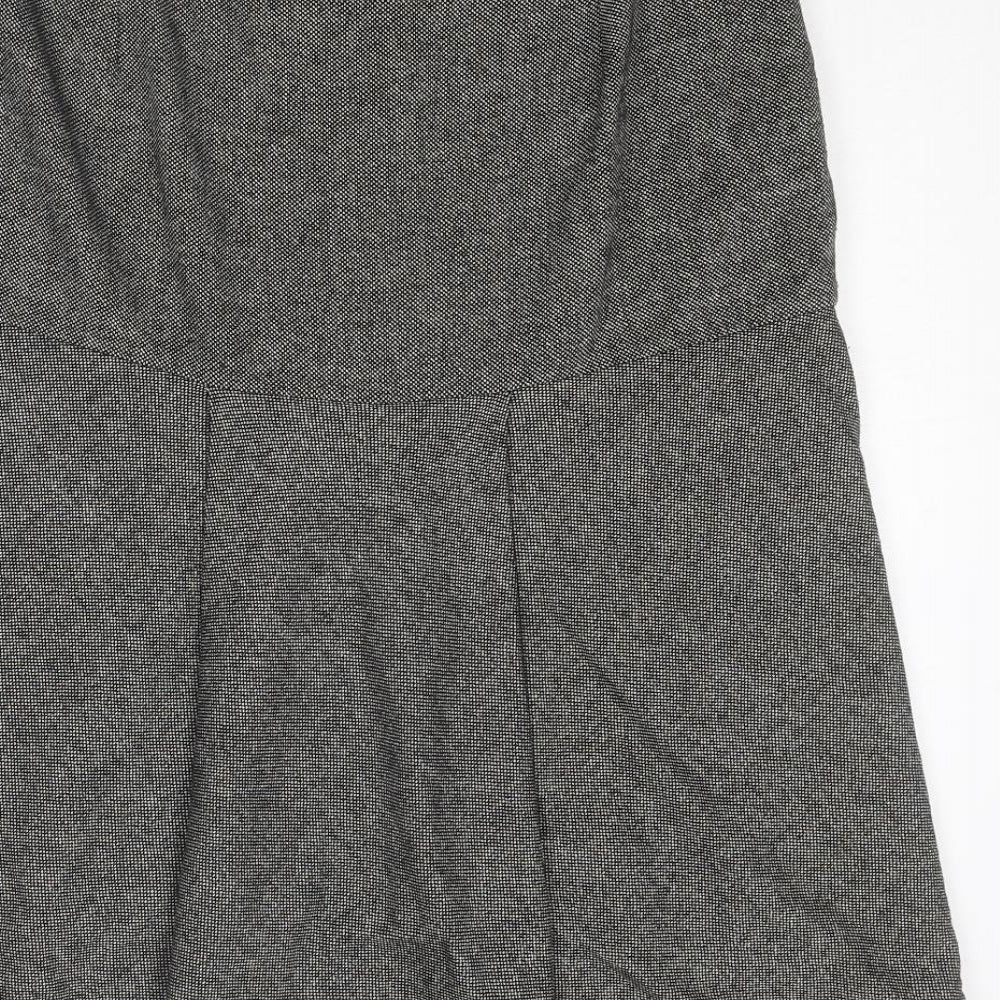 agnès b. Womens Black Geometric Wool A-Line Skirt Size 14 Zip