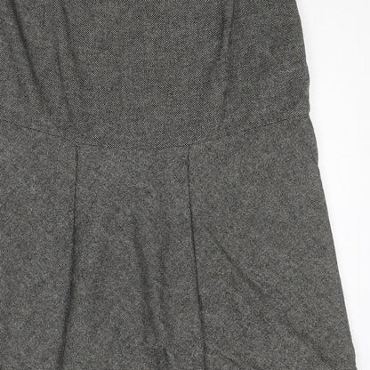 agnès b. Womens Black Geometric Wool A-Line Skirt Size 14 Zip