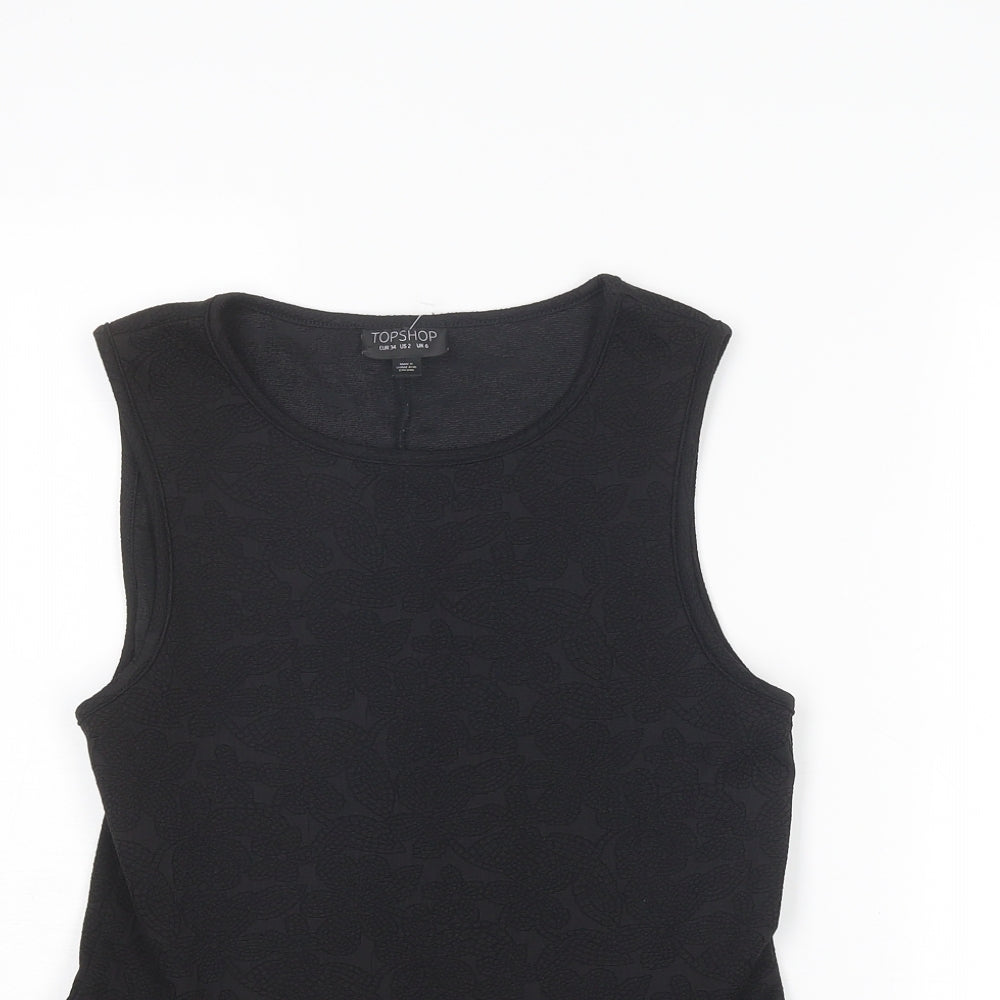 Womens UK Size 6 Topshop Black Basic Tank