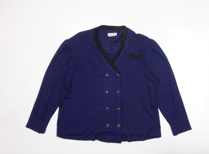 Dormar Womens Blue Check Jacket Blazer Size 16 Button
