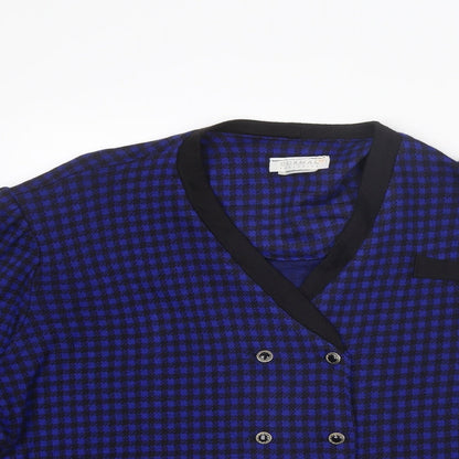 Dormar Womens Blue Check Jacket Blazer Size 16 Button
