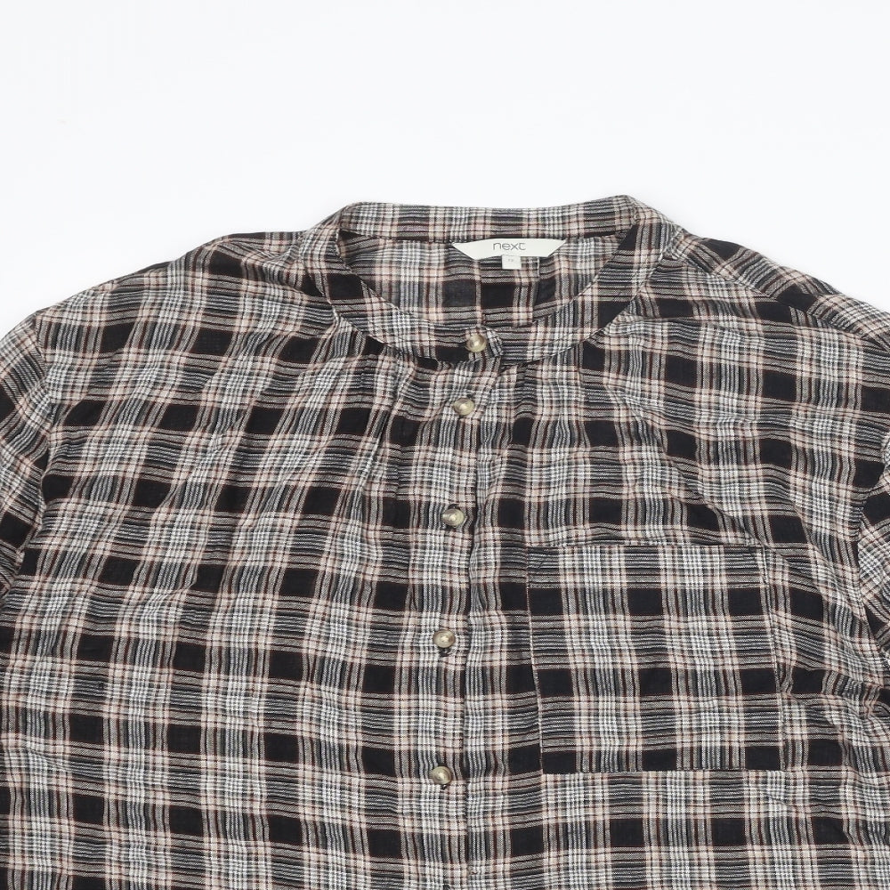 Womens UK Size 12 NEXT Brown Basic Button-Up