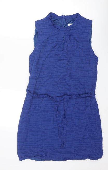 Country Casuals Womens Blue Striped Polyester Mini Size 16 Round Neck Zip