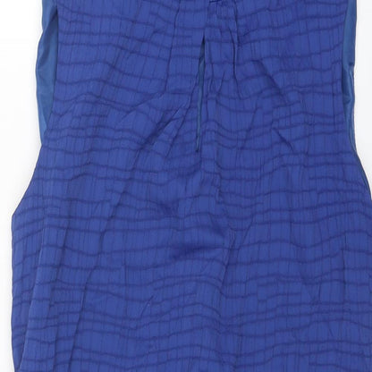 Country Casuals Womens Blue Striped Polyester Mini Size 16 Round Neck Zip