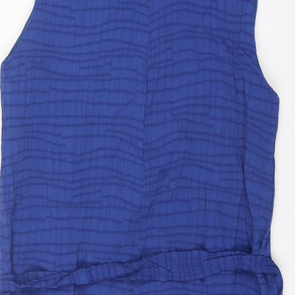 Country Casuals Womens Blue Striped Polyester Mini Size 16 Round Neck Zip