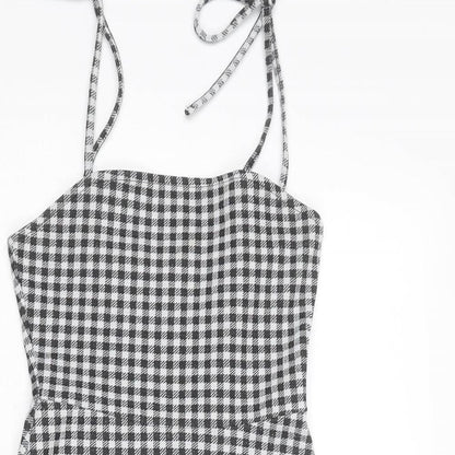 Divided by H&M Womens Black Geometric Polyester A-Line Size 2XS Square Neck Pullover