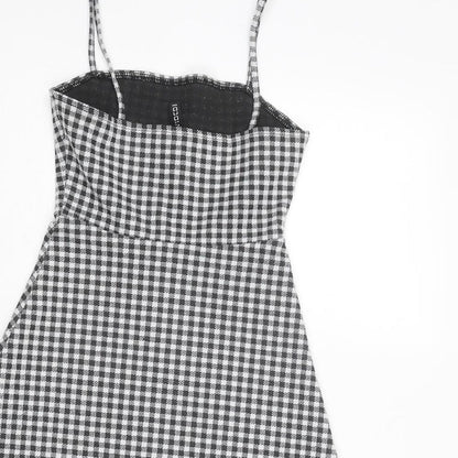 Divided by H&M Womens Black Geometric Polyester A-Line Size 2XS Square Neck Pullover