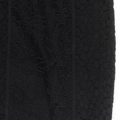 H&M Womens Black Geometric Polyester A-Line Skirt Size 6 Zip