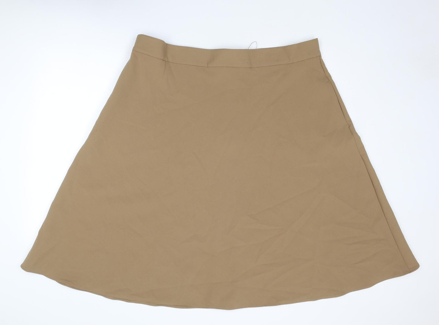 Marks and Spencer Womens Brown Polyester Swing Skirt Size 24 Zip
