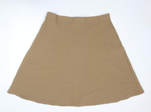 Marks and Spencer Womens Brown Polyester Swing Skirt Size 24 Zip