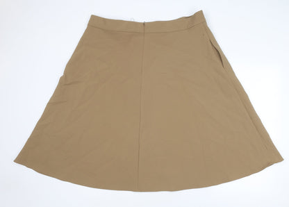 Marks and Spencer Womens Brown Polyester Swing Skirt Size 24 Zip