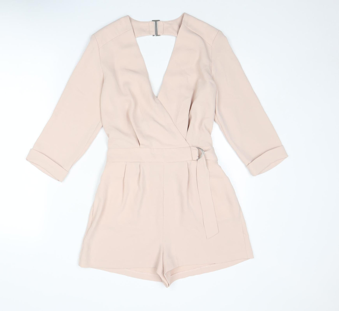 Topshop Womens Pink Polyester Playsuit One-Piece Size 6 Hook & Eye