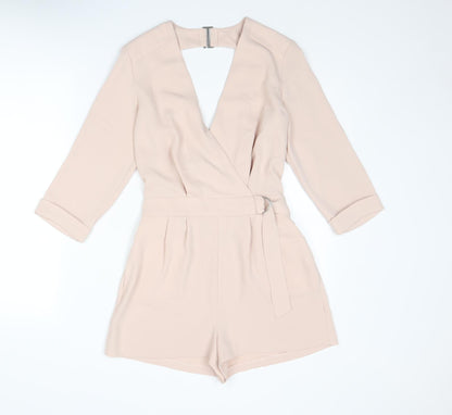 Topshop Womens Pink Polyester Playsuit One-Piece Size 6 Hook & Eye