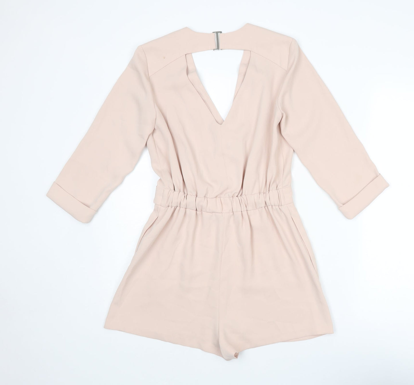 Topshop Womens Pink Polyester Playsuit One-Piece Size 6 Hook & Eye