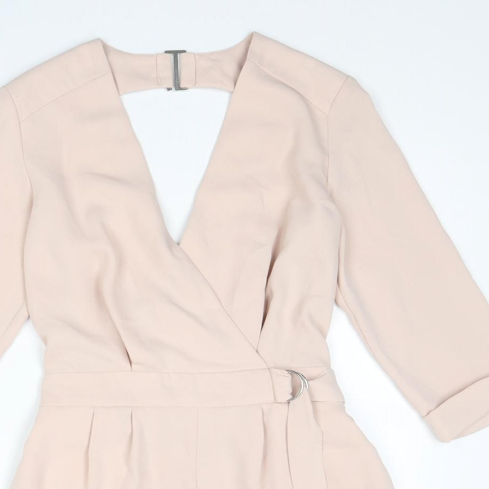 Topshop Womens Pink Polyester Playsuit One-Piece Size 6 Hook & Eye