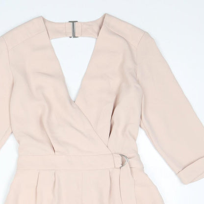 Topshop Womens Pink Polyester Playsuit One-Piece Size 6 Hook & Eye
