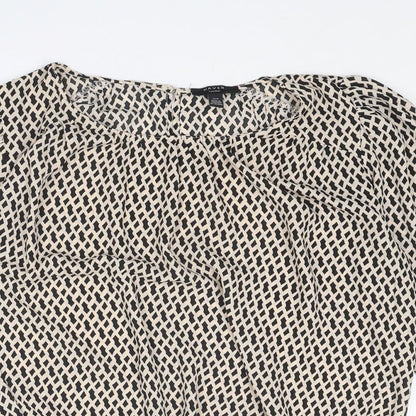 Haver Womens Beige Geometric Polyester Basic Blouse Size M Round Neck