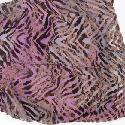 PRETTYLITTLETHING Womens Multicoloured Animal Print Polyester Mini Skirt Size 8 Zip - Ruched Detail