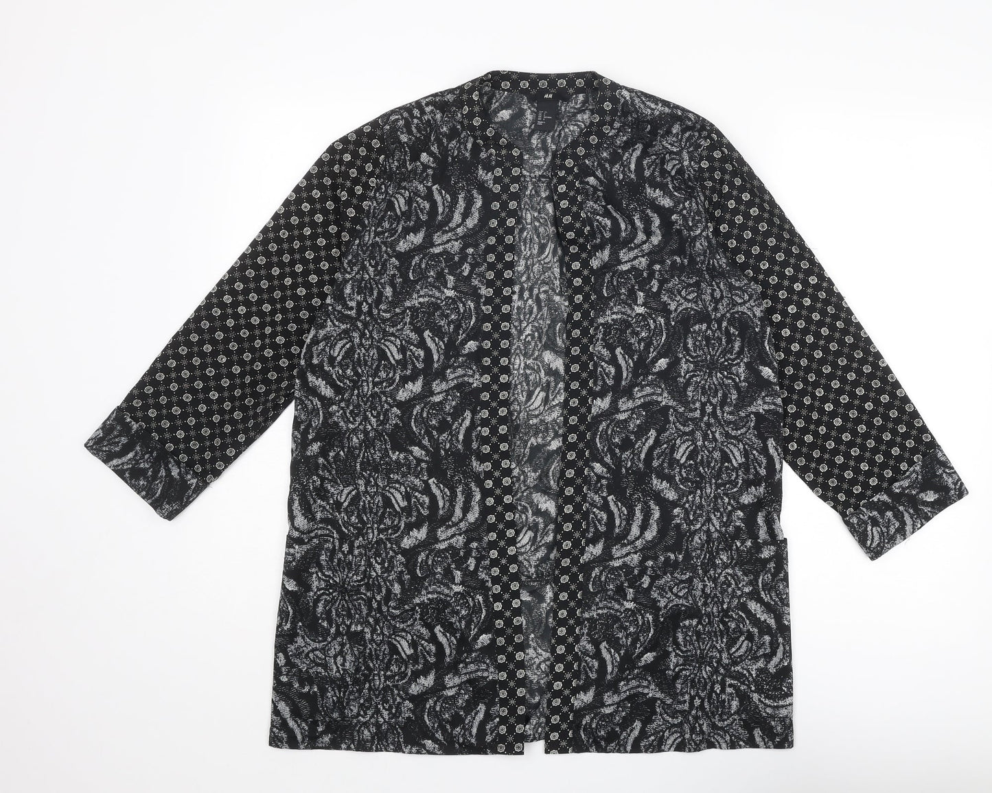 Womens UK Size 8 H&M Black Kimono Blouse
