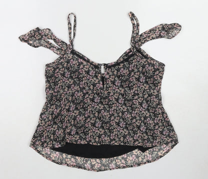 Miss Selfridge Womens Multicoloured Floral Polyester Basic Tank Size 4 V-Neck - Cold Shoulder