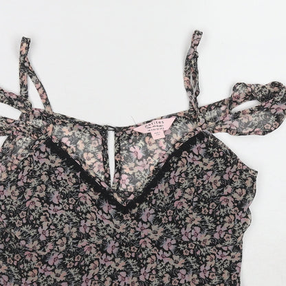 Miss Selfridge Womens Multicoloured Floral Polyester Basic Tank Size 4 V-Neck - Cold Shoulder