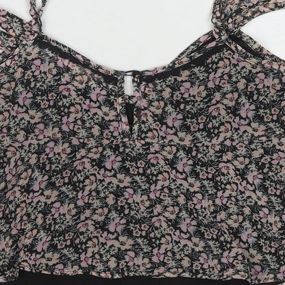 Miss Selfridge Womens Multicoloured Floral Polyester Basic Tank Size 4 V-Neck - Cold Shoulder