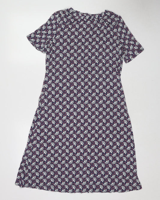 Marks and Spencer Womens Multicoloured Floral Viscose A-Line Size 10 Round Neck Button