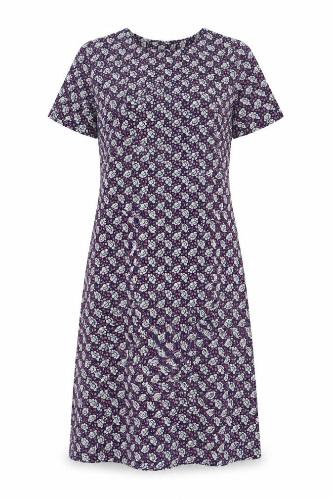 Marks and Spencer Womens Multicoloured Floral Viscose A-Line Size 10 Round Neck Button