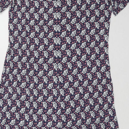 Marks and Spencer Womens Multicoloured Floral Viscose A-Line Size 10 Round Neck Button