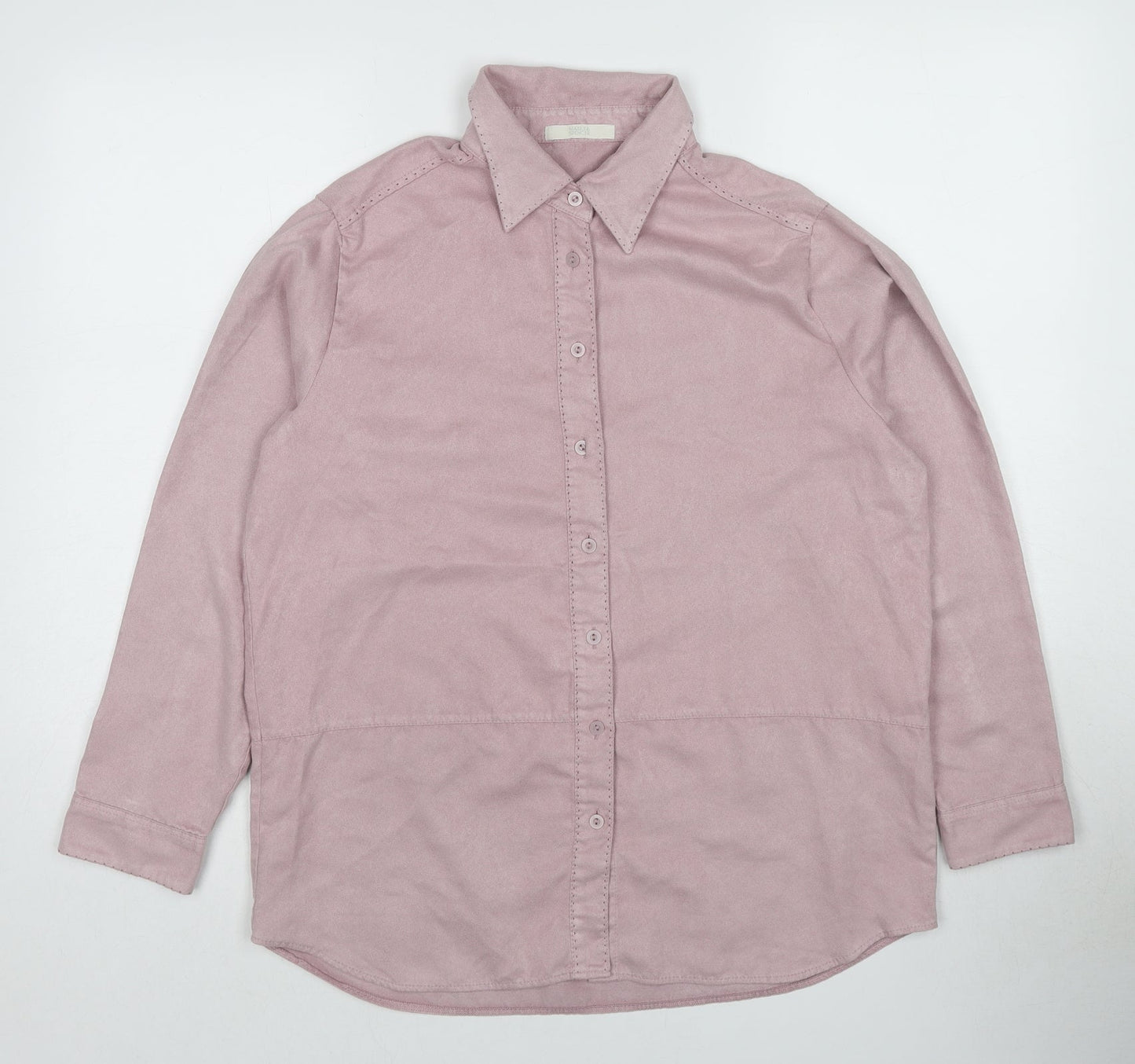 Womens UK Size 12 Marks and Spencer Pink Basic Button-Up