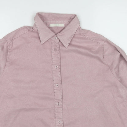 Womens UK Size 12 Marks and Spencer Pink Basic Button-Up