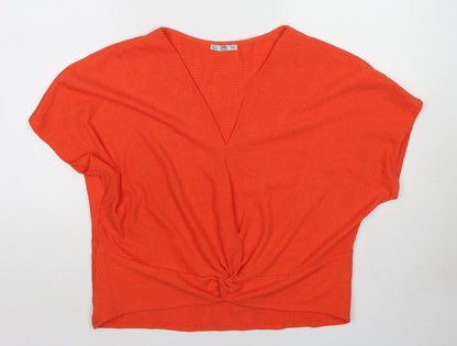 Womens UK Size L Zara Orange Basic Blouse