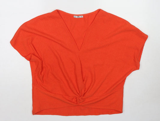 Womens UK Size L Zara Orange Basic Blouse