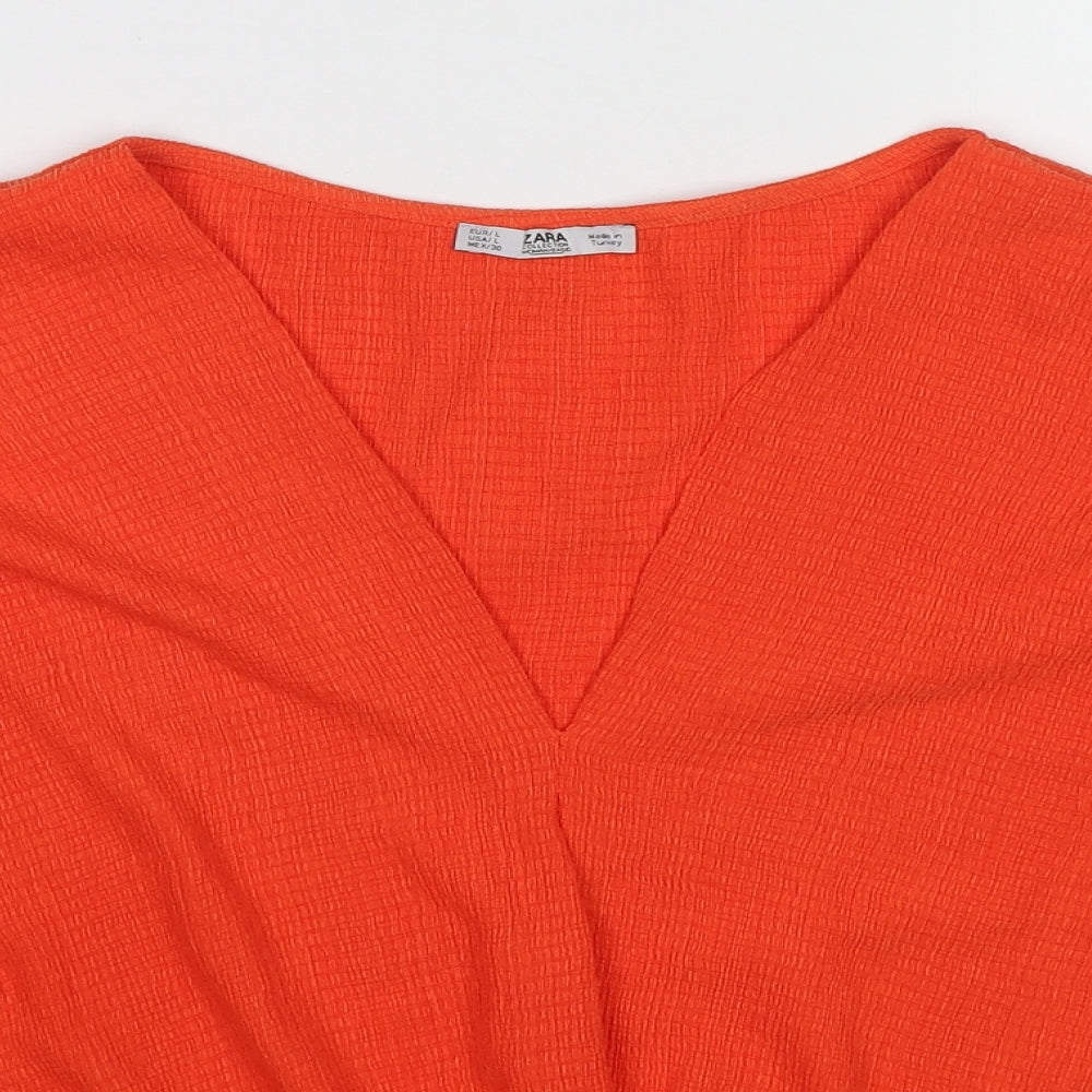 Womens UK Size L Zara Orange Basic Blouse