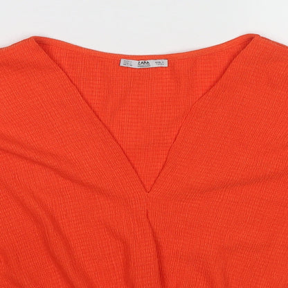 Womens UK Size L Zara Orange Basic Blouse