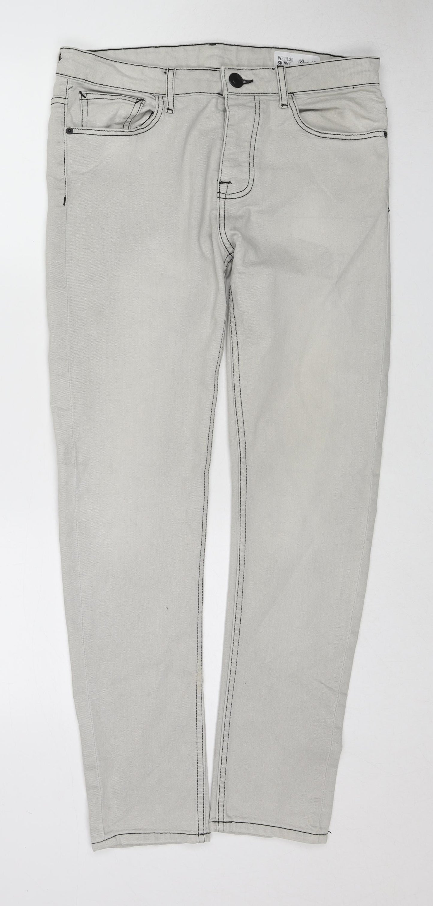 Denim & Co. Mens Grey Cotton Skinny Jeans Size 32 in L30 in Regular Zip