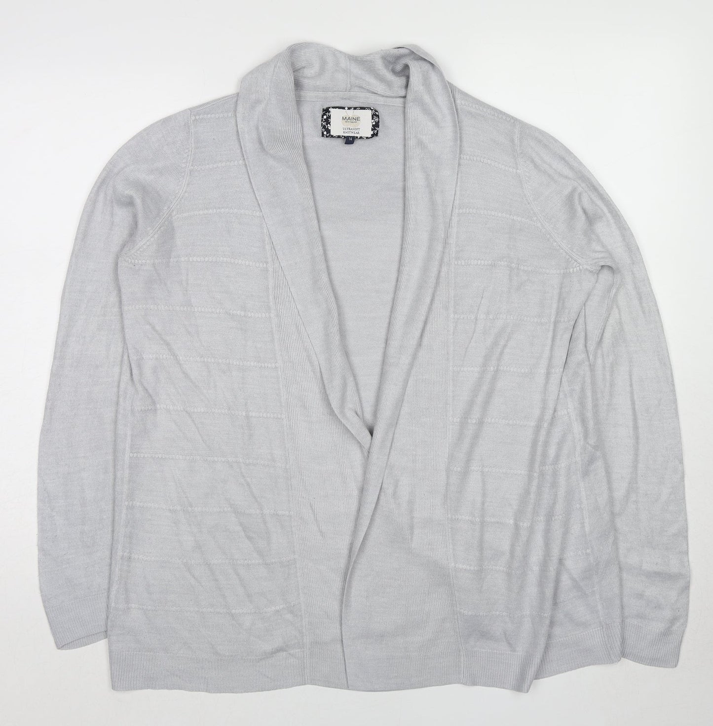 Maine Womens Grey Geometric Acrylic Kimono Blouse Size 14 V-Neck