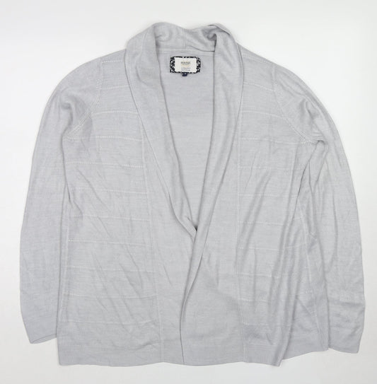 Maine Womens Grey Geometric Acrylic Kimono Blouse Size 14 V-Neck