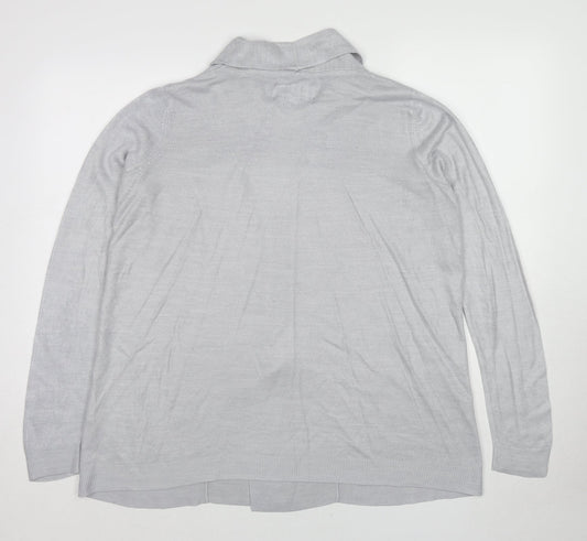 Maine Womens Grey Geometric Acrylic Kimono Blouse Size 14 V-Neck