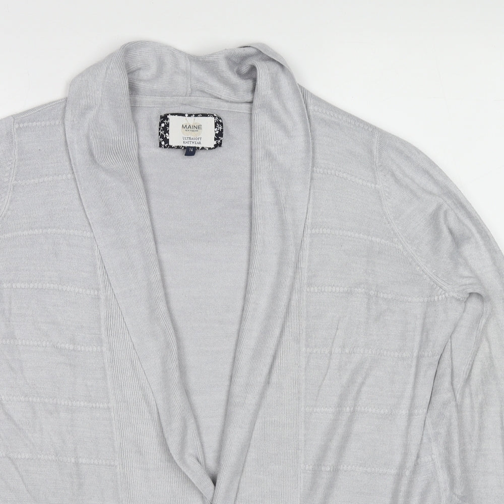 Maine Womens Grey Geometric Acrylic Kimono Blouse Size 14 V-Neck