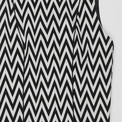 H&M Womens Multicoloured Geometric Polyester Shift Size 14 Round Neck Zip