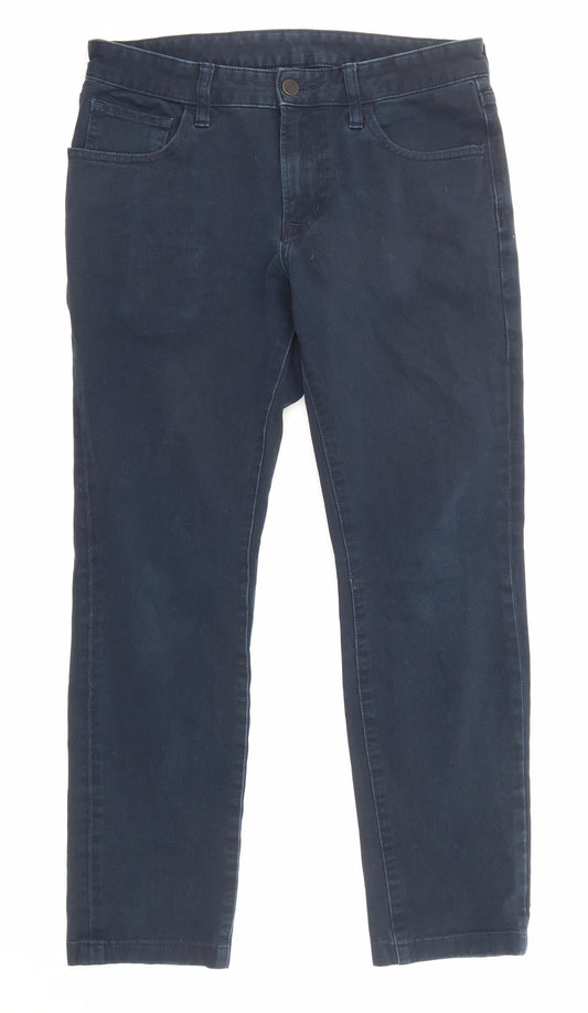 Uniqlo Womens Blue Cotton Straight Jeans Size 29 in L26 in Regular Zip