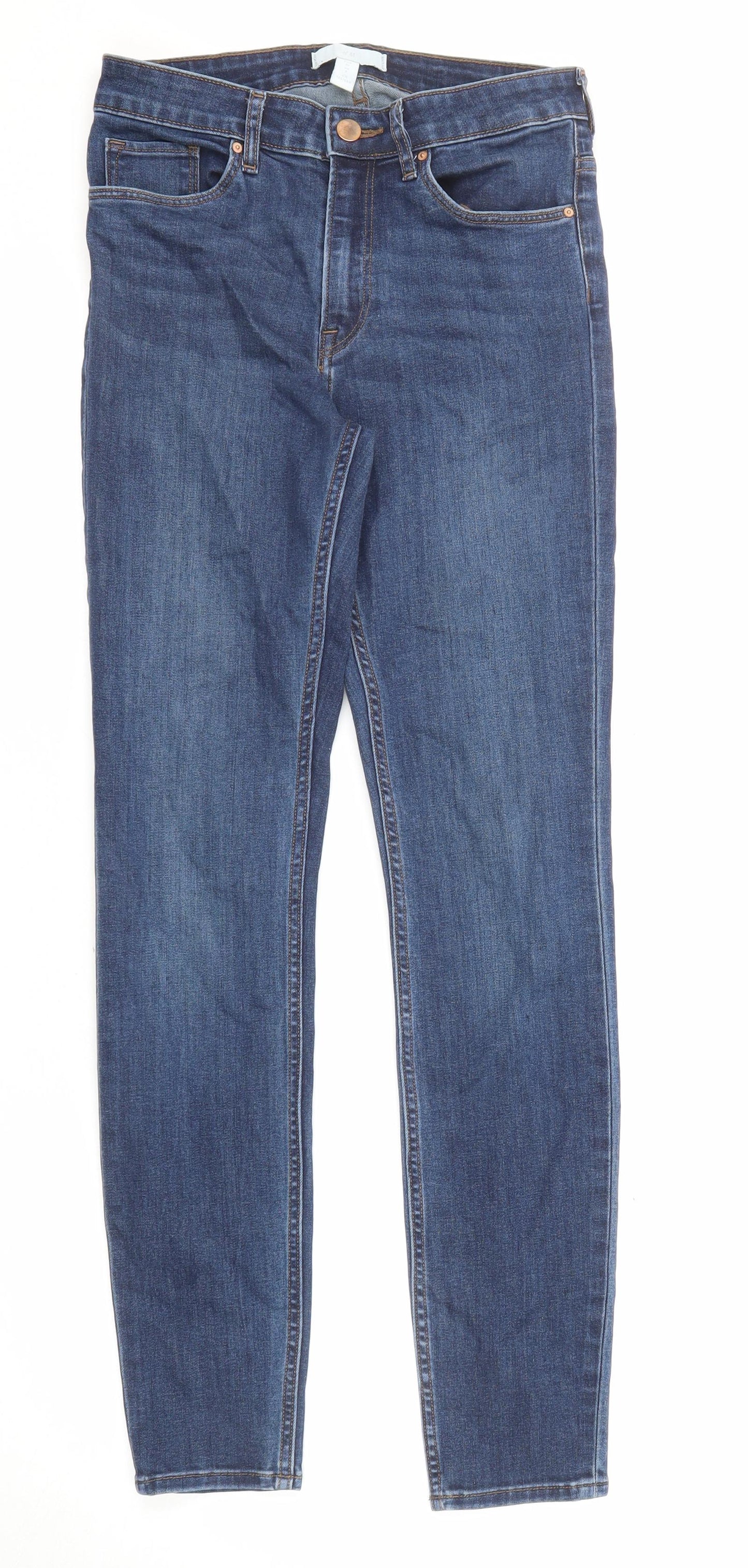 Womens UK Size 8 H&M Regular Fit Skinny Blue Jeans