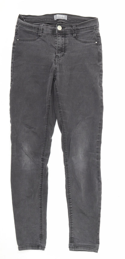 Dorothy Perkins Womens Grey Cotton Skinny Jeans Size 8 L28 in Regular Zip