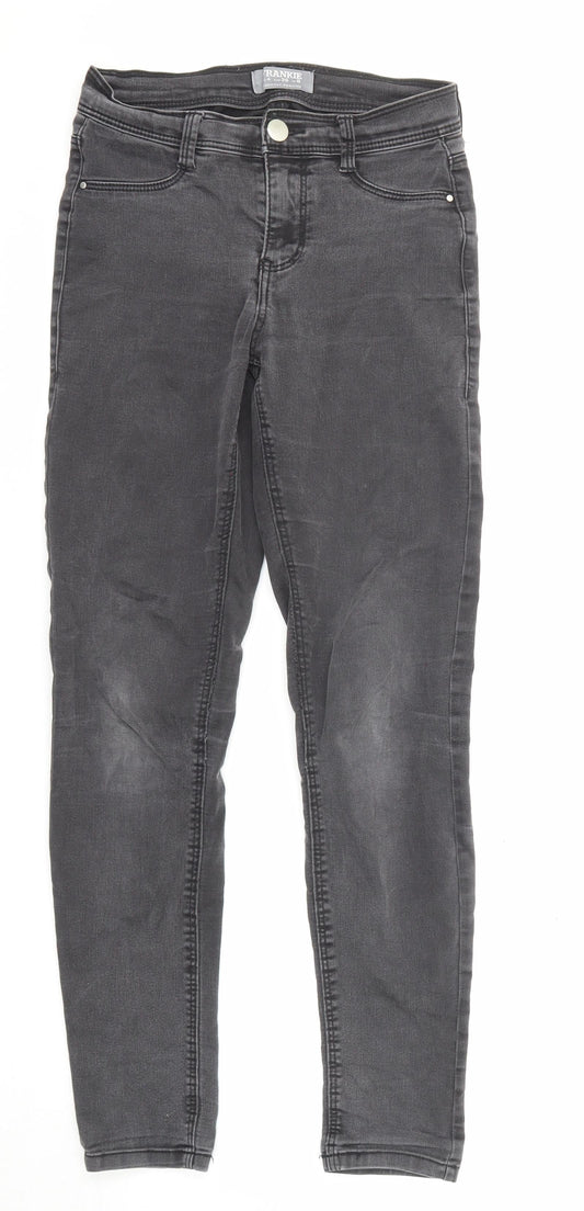 Dorothy Perkins Womens Grey Cotton Skinny Jeans Size 8 L28 in Regular Zip